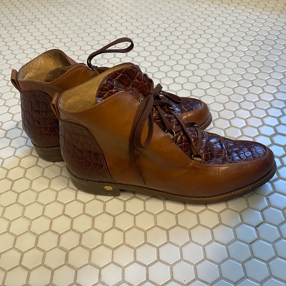 Vintage Walter Genuin Italy Brown Leather Judy Boot Womens Size 8 Golf Loafers